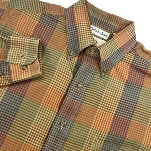 Bullock & Jones Viyella Wool Blend Plaid Button Down Long Sleeve Shirt Medium